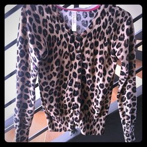 Adorable Girls Leopard Print Cardigan SZ 10/12
